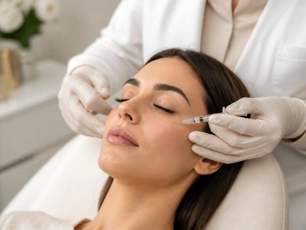 Dr Mehrdad Honarvar performing a facial aesthetic treatment