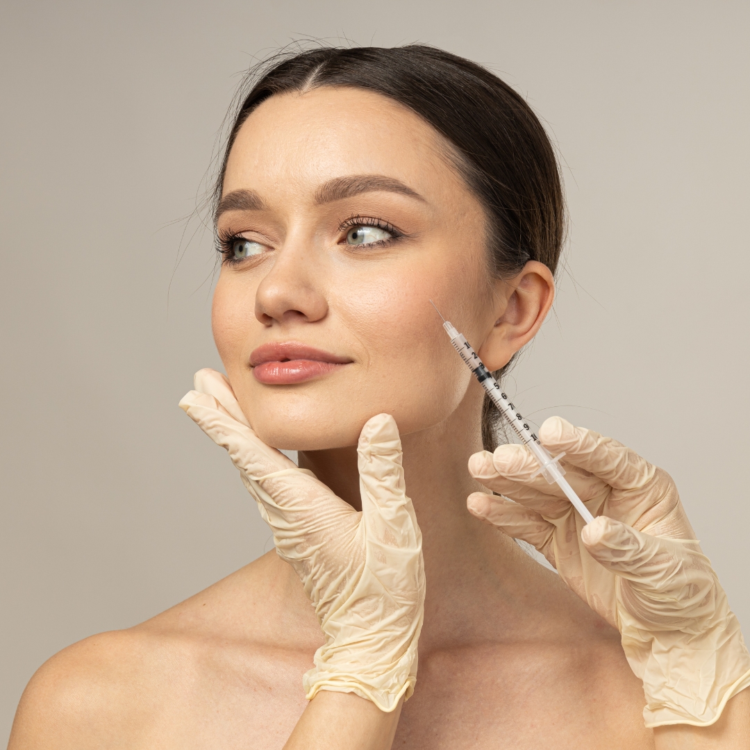 Woman with regenerated, healthy-looking skin after polynucleotides treatment